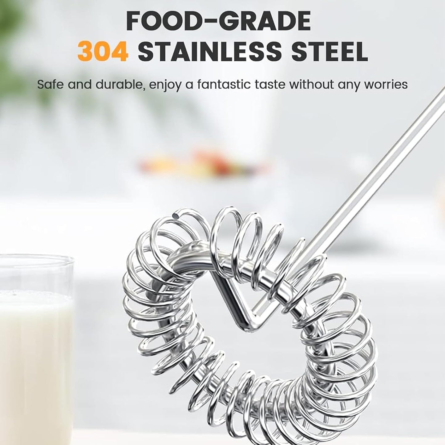 Milk Frother Rechargeable, Handheld Electric Whisk Beater, USB Frother for Cappuccino, Frappe, Hot Chocolate