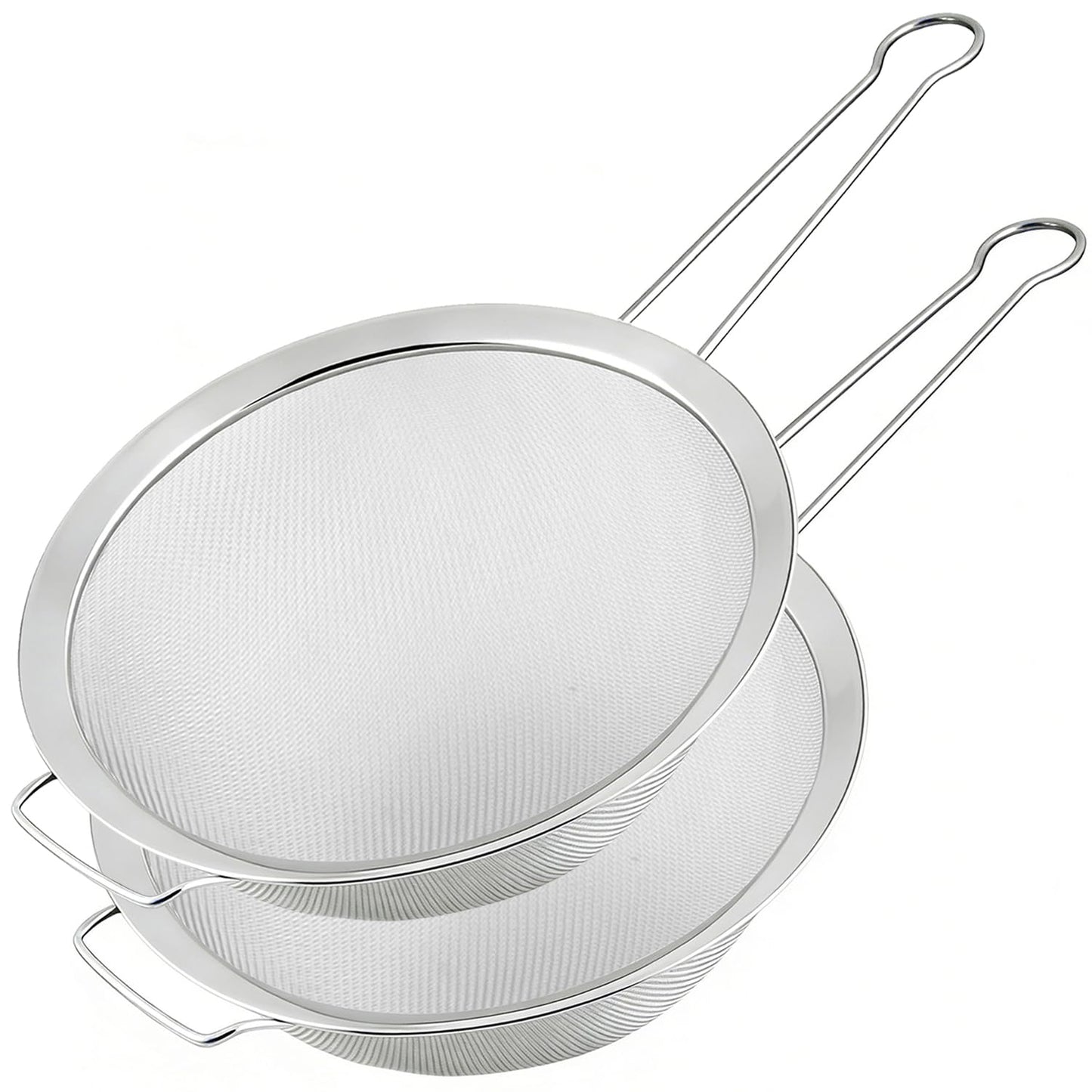 Tonbbow 8.7" Large Fine Mesh Strainer Set with Sturdy Handle, Stainless Steel Sieve Flour Sifter, Kitchen Metal Colander for Rice, Quinoa, Pasta, Fruit, 2 Pack