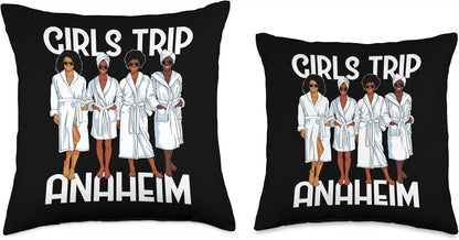 Girls Trip 2024 Anaheim - For Black Melanin Women Spa Relax Throw Pillow, 16x16, Multicolor