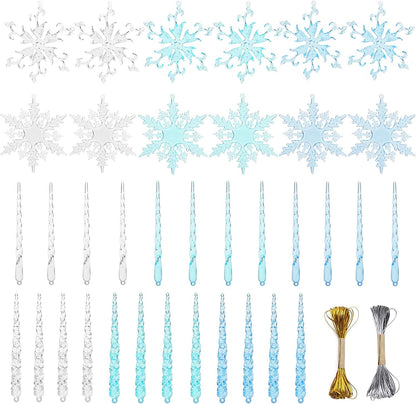 VGOODALL Christmas Snowflake Decorations, 36pcs Clear Acrylic Ornaments Set for Santa Outdoor Party Decoration Craft