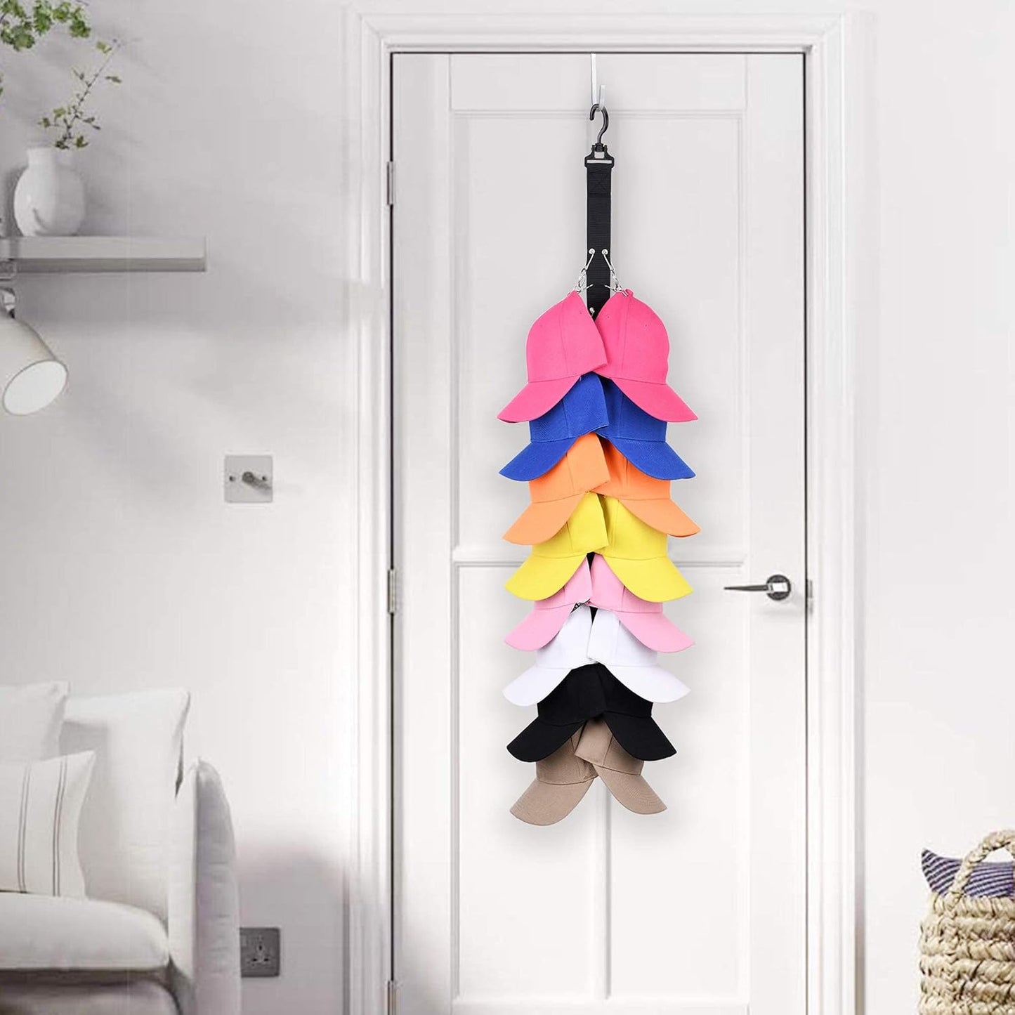 Closet Hanging Cap Organizer, 16 Baseball Cap Rack, Closet Hook Hat Storage Organizer (1 Pack)