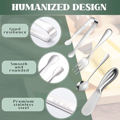 Cheese Butter Spreader Knives Set, 16 Pieces Stainless Steel Multipurpose Butter Knives, Slicer, Tongs, Forks