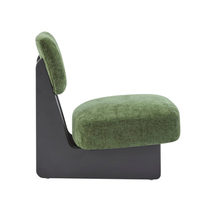 Christopher Knight Home Mores Low Profile Accent Chair Set of 2, Modern Living Room Armless Lounge Chair, Fabric Comfy Reading Chair for Bedroom, Wooden Frame and Thick Padded Seat, Black+Green
