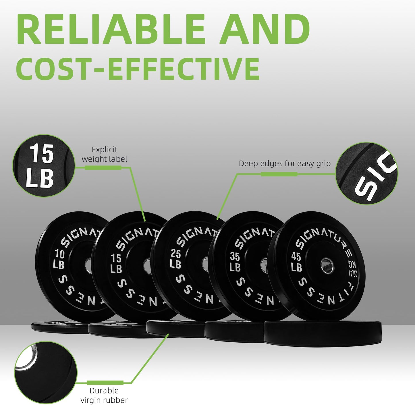 Fitvids Olympic Bumper Plates Set, 2" Weight Plates for Strength Training & Weightlifting, Set: 260 lbs (2x 10/15/25/35/45 Pairs)