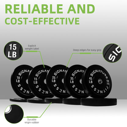 Fitvids Olympic Bumper Plates Set, 2" Weight Plates for Strength Training & Weightlifting, Set: 260 lbs (2x 10/15/25/35/45 Pairs)