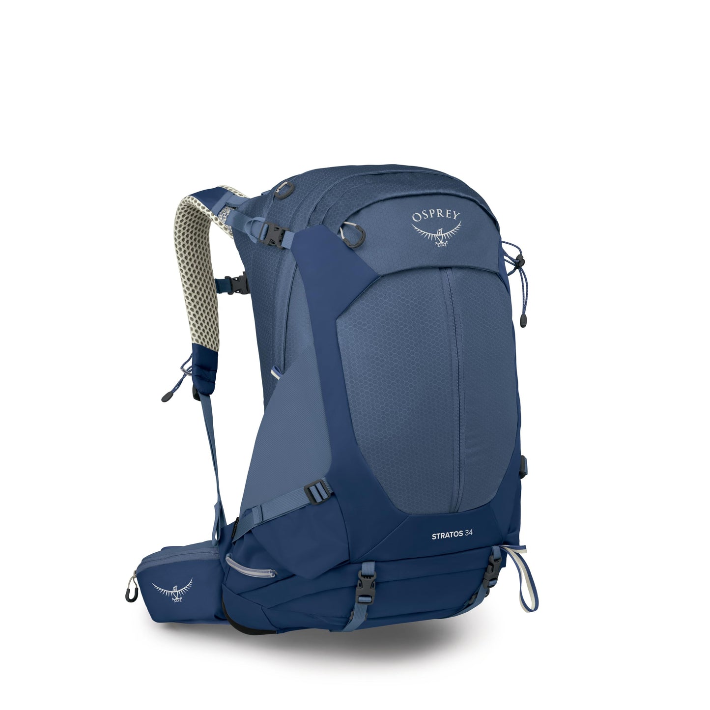 Osprey Stratos 34L Men's Hiking Backpack - Camping Bag with Waterproof Raincover, Bottle Pockets, & Gear Straps, Nirvana Blue