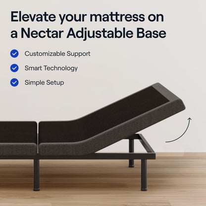 Nectar Premier Adjustable Base - Queen - Head & Foot Incline - Wireless Remote with Memory- 3 Massage Settings - 4 USB Ports - Anti-Snore & Zero Gravity
