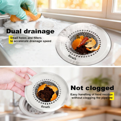 Ztruth Kitchen Sink Drain Strainer Patented Reversible Sink Strainer, Anti-Clogging Sink Strainer Basket, 304 Stainless Steel, Handmade Kitchen Gadgets, Dishwasher Safe