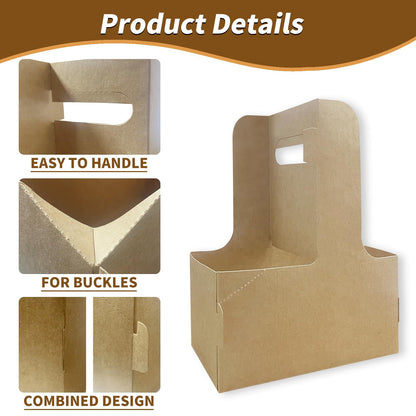 50 Pcs Coffee Drink Carrier with Handle(2 Cups or 4 Cups),Assemblable Drink Holder with Handle,Disposable Cup Holders for Drinks, Great for All Your Drink and Food Delivery,Coffee Carrier