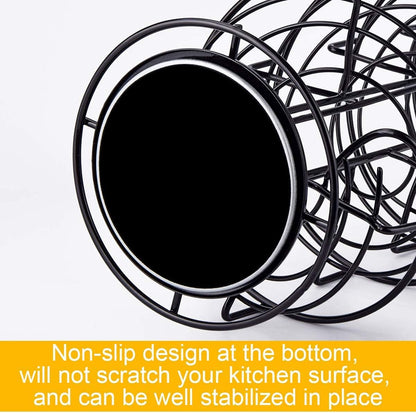 360 Elegant Black Spiral Egg Dispenser Rack - Rotating Storage Solution