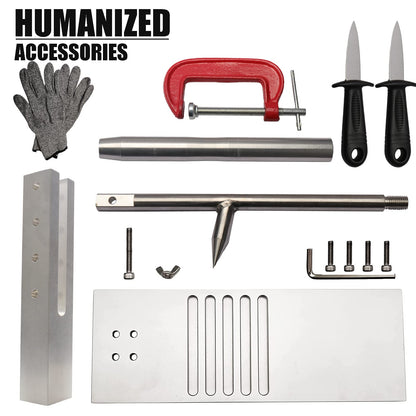 Colinktool Oyster Shucker Tool Set - Adjustable Oyster Clam Opener Machine with 304 Stainless Steel Grillable Shucker Machine Set Including Knives, Glove and g-Clip