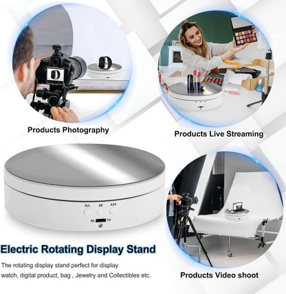 Foleto 360 Degree Motorized Rotating Display Stand, 5.4 Inch Turntable for Photography Products, USB Power Cable