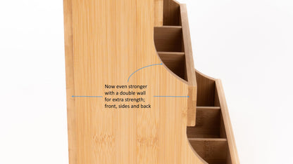 Theodore Tea Bag Organizer – Wooden Tea Organizer and Storage for Home, Kitchen, Office – 180 Tea Bag Holder - Vertical Display Tea Box. Also for Coffee Pods, Sugar, Sweeteners and Creamers.