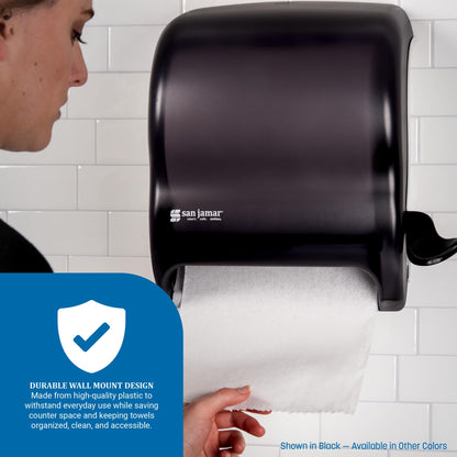 San Jamar Classic Element Paper Towel Dispenser Wall-Mounted Commercial Roll Dispenser, Fits All Core Sizes with Lever for Bathroom, Kitchens, and Restaurants, Plastic, Universal Paper, Black Pearl