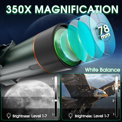 Digital Spotting Scope with Screen Portable Auto-Focus Electronic 4K Smart Telescope with Tripod 32GB SD Card and Carrying Bag for Stargazing Bird Watching, Wildlife Viewing Hunting Green