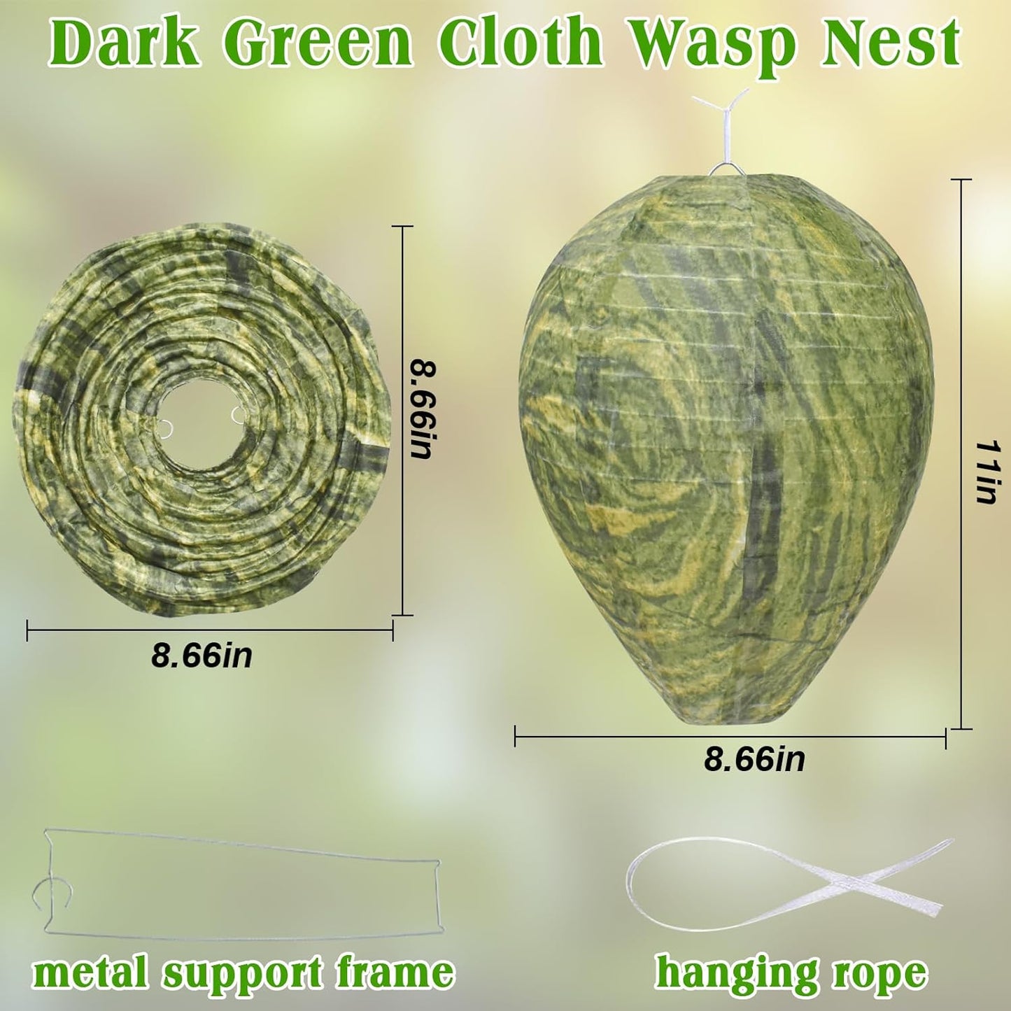 ZeeDix 2 Pack Hanging Wasp Nest Decoy, Hornets Wasp Nest for Outdoor, Home and Garden (8.66"×11", Dark Color)