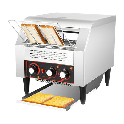 300 Slices/Hour Commercial Conveyor Toaster, 2200W Electric Restaurant Toaster for Toast Bun Bagel Bread, Heavy Duty Stainless Steel Industrial Toaster Oven for Café, Buffet, Bakery