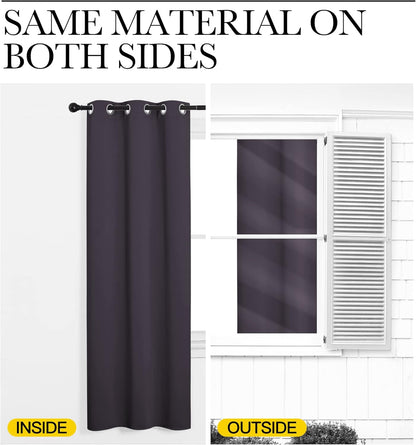 NICETOWN Greyish Purple Blackout Curtains - Thermal Insulated Drapes for Small Windows | 63" Length, 2 Panels