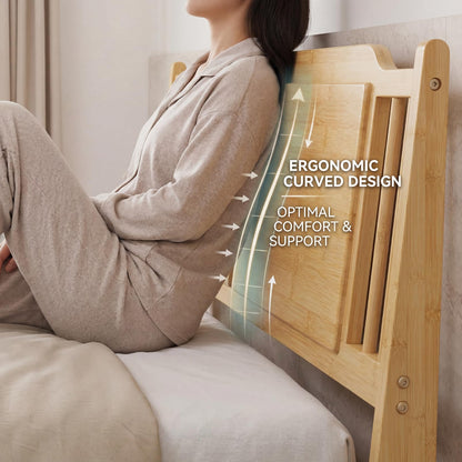 COMASACH Full Size Bed Frame with Headboard, 14 Inch Full Bamboo Wood Platform Bed, Heavy Duty Metal Slat Support, No Box Spring Needed, Easy Assembly
