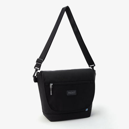 PackIt® Freezable Brooklyn Crossbody, Black, Engineered with EcoFreeze® Technology: Triple Layers for Protection, Ultimate Cooling, Removable Crossbody Strap, For Office Lunches, Fresh Food On the Go