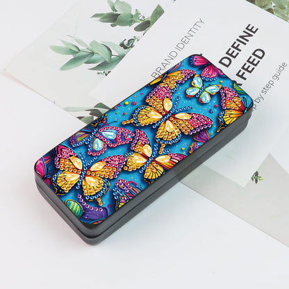 MVVMTOP Diamond Painting Eye Glass Case, DIY Butterfly Diamond Art Glasses Storage Box Sunglass Case for Adults Handmade for Art Craft Gift Travel Sunglass Eyeglasses