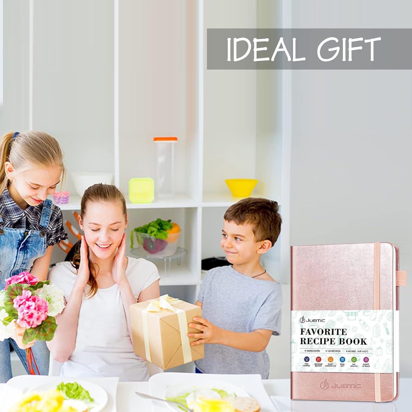 JUBTIC Blank Recipe Book to Write in Your Own Recipes, Personal Cook Book with 2 Colorful Stickers, Hardcover Notebook