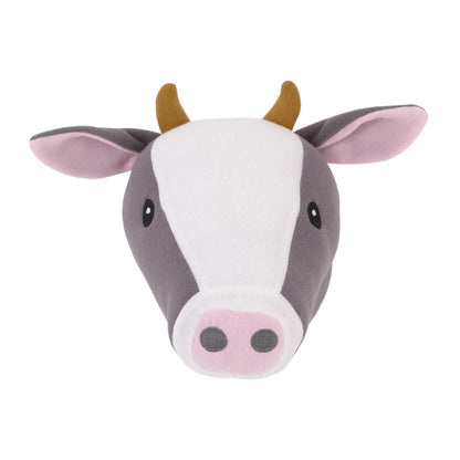 NoJo Plush Fleece Grey & White Cow Head Wall Decor - Charcoal, White, Peach