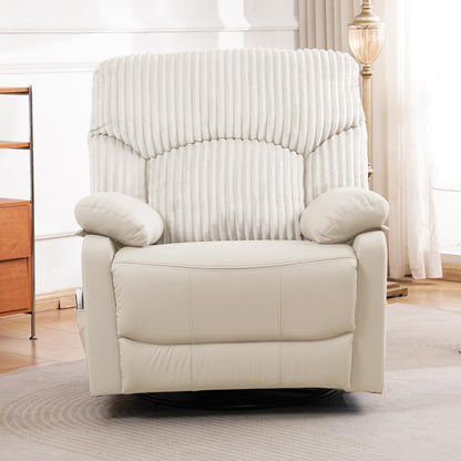 GRAINELL Swivel Rocker Recliner Chair with Massage and Heat, USB Charging Port, Infinite Position Power Recliner, Electric Glider Rocking Chairs for Living Room, Nursery (Lvory)