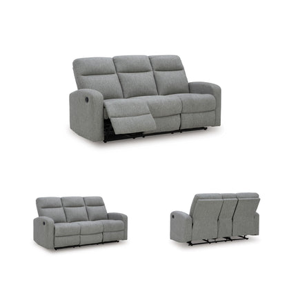 Signature Design by Ashley Carrigan Lane Classic Manual Pull Tab Dual Sided Reclining Sofa with Position Lock, Gray