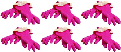 Casabella Premium Waterblock Cleaning Gloves - 6 Pair (12 Gloves) Pink - (Medium)