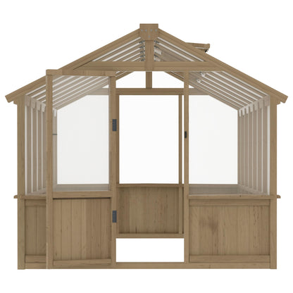 BlueWish 8x14FT Greenhouse, Greenhouses kit with Cedar Frame, Wood Greenhouse with Adjustable Vent, Lockable Door, Green House for Outside, Garden, Backyard,Light Brown Mocha