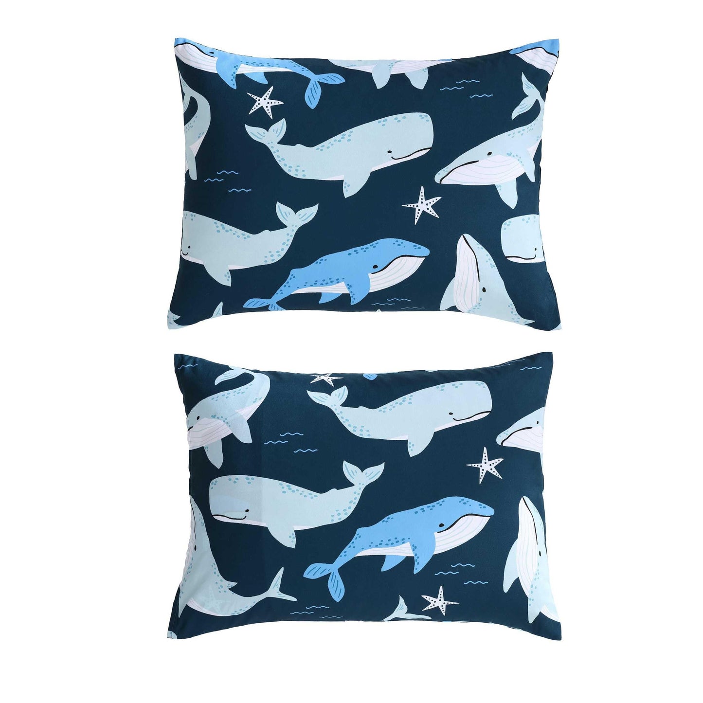 Nautica Kids - Finnian Whales Navy Kids Comforter Set, Soft Bedding with Matching Shams & Throw Pillow, 4-Piece, Navy, Full/Queen