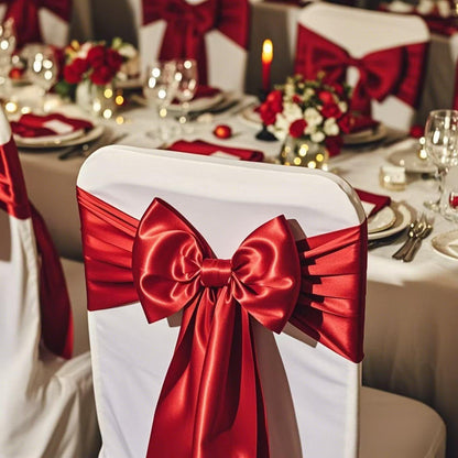 Skiennix Wedding Satin Chair Sashes - Elegant Gold Bows for Events | 7x108 Inch, Pack of 50