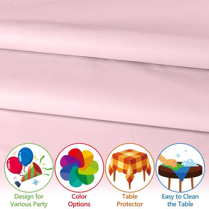 FAGNBED 10 Pack Light Pink Disposable Tablecloth, 54×108 Inches Waterproof Plastic Rectangle Table Cover, Leakproof & Sturdy Table Cloth for Valentines, Mother’s Day, Birthday Party Decoration