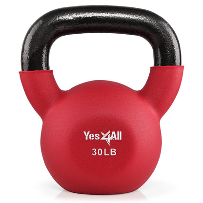 Yes4All Kettlebell, 5-65 LB Neoprene Coated Cast Iron Kettlebells, Wide Grip Handle & Flat Bottom for Swings, Squats, Deadlifts, Push Ups & Full Body Training at Home Gym - Single & Set
