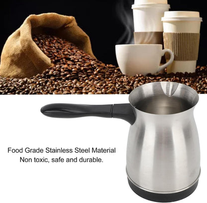 Turkish Coffee Maker, 600ml Stainless Steel Electric Pot with Long Handle for Home and Travel
