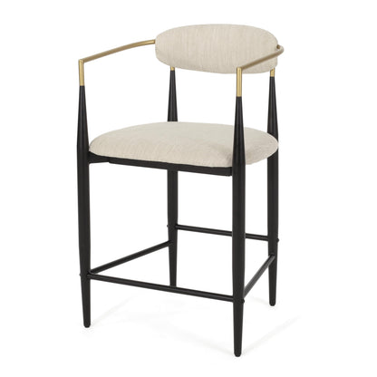 Merax 25" Fabric Upholstered Counter Stools with Backrest and Metal Frame Footrest,Set of 2,Modern Barstools