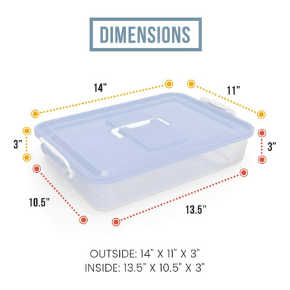 Chef Pomodoro Pizza Dough Proofing Box, 14 x 11-Inch, Preparation Container with Lid, Fits 4-6 Proofing Balls, Household Pizza and Bread Dough Tray With Convenient Carry Handle (Blue)
