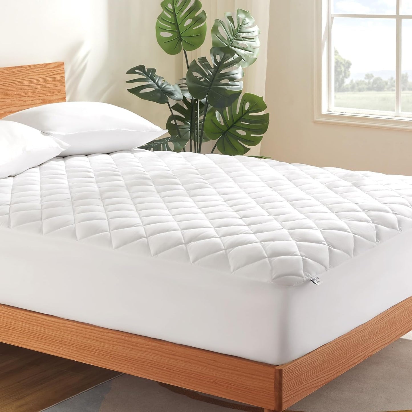 21" 54x75) SLEEP ZONE Flat Mattress Cover Full Size, Non Slip Quilted Fitted Mattress Pad, Noiseless Mattress Protector