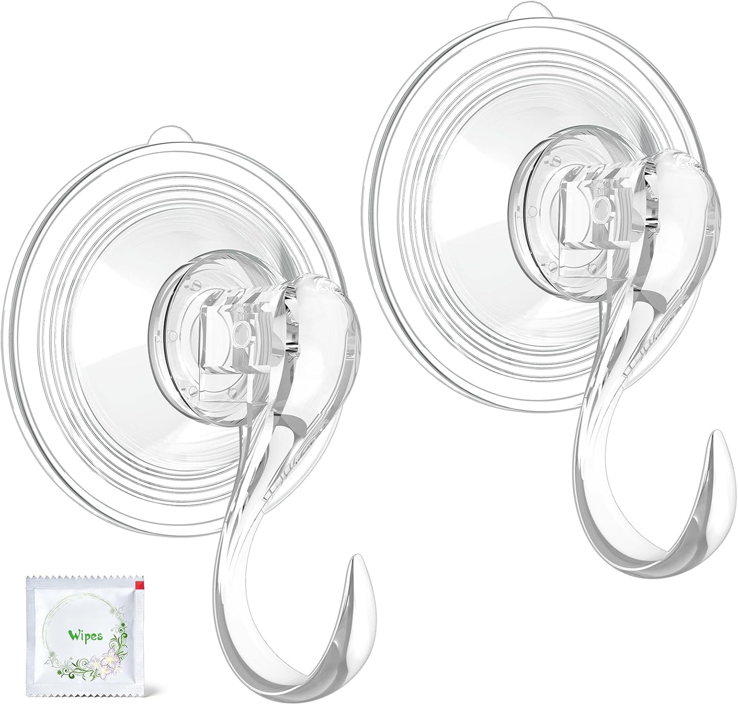 VIS'V Wreath Hanger - Heavy Duty Suction Cup Hooks | 22 LB Capacity, Removable & Reusable, Clear, 2 Pcs