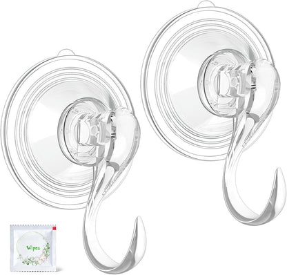 VIS'V Wreath Hanger - Heavy Duty Suction Cup Hooks | 22 LB Capacity, Removable & Reusable, Clear, 2 Pcs