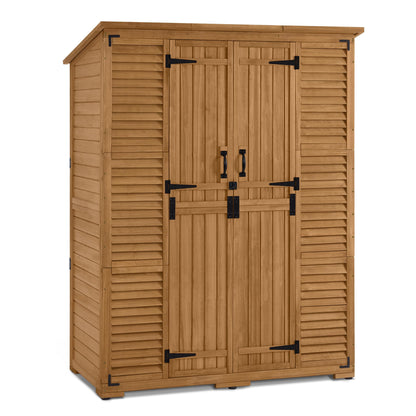 Macrout Large Outdoor Storage Cabinet with 6 Shelves (4.8 x 2.2 x 6.5 ft), Outside Storage Shed with Lock, Wooden Garden Shed for Yard Patio Lawn, 1738 (Natural)