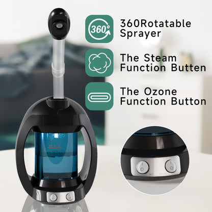 Facial Steamer-Nano Ionic Face Steamer for Facial Deep Cleaning, Vaporizador Steamer for Esthetician, Professional Facial Steamer for Home Facial Spa. (Black)