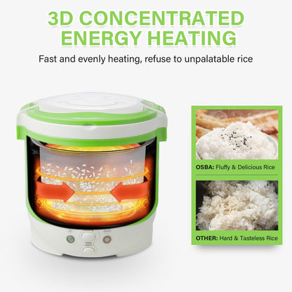 1L 12V OSBA Mini Rice Cooker, Travel Rice Cooker Small For Car, Cooking For Soup Porridge and Rice, Cooking Heating