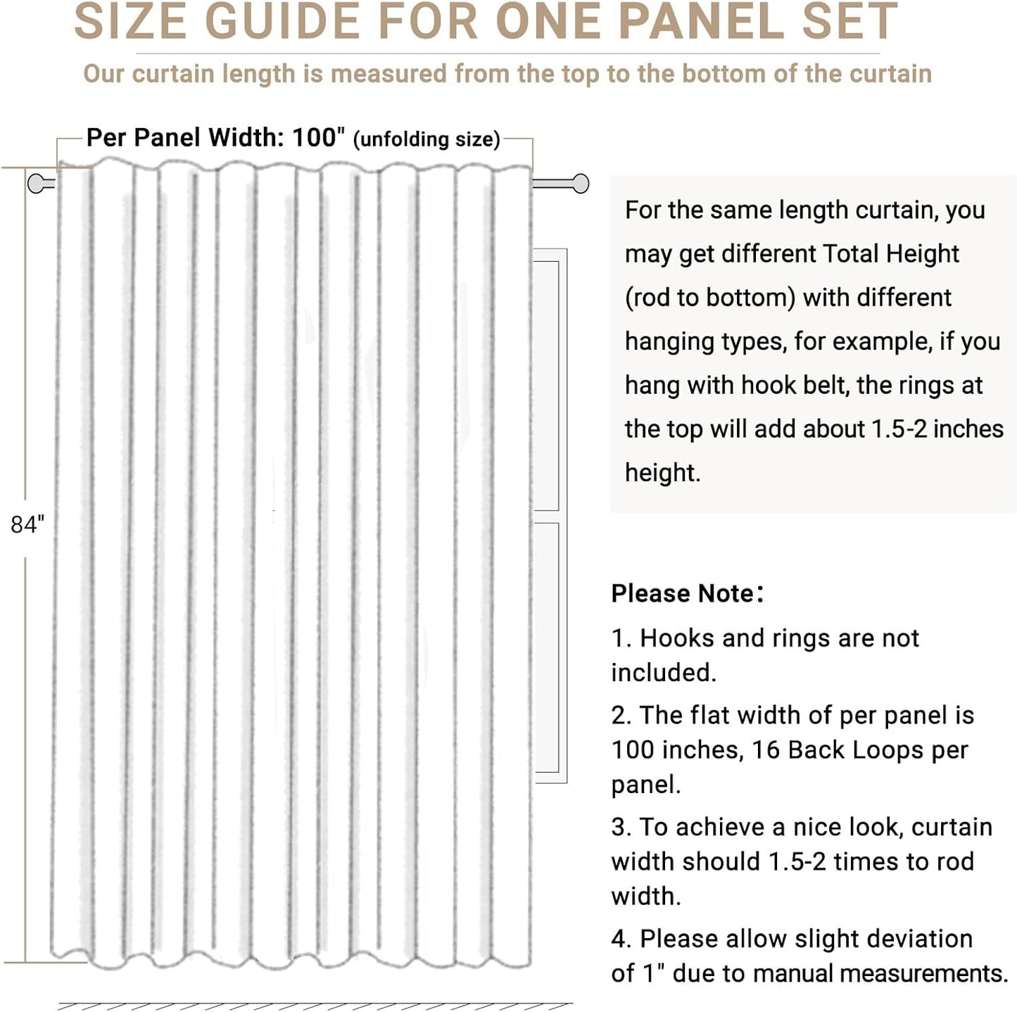 Skiennix 100% Blackout Linen Curtains - Thermal Insulated Drapes for Bedroom | 96" Long, Cream