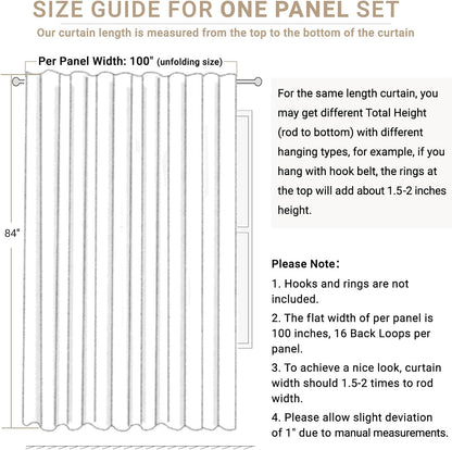 Skiennix 100% Blackout Linen Curtains - Thermal Insulated Drapes for Bedroom | 96" Long, Cream
