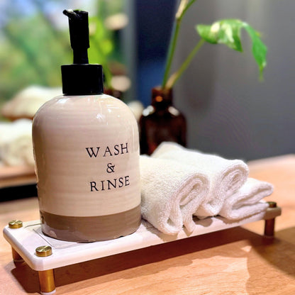 Fast Drying Stone Sink Caddy Made of Diatomaceous Earth | Water Absorbing Stone Tray for Bathroom | Instant Dry Sponge Holder for Kitchen Sink New Longer Size (Marble print on white diatom)