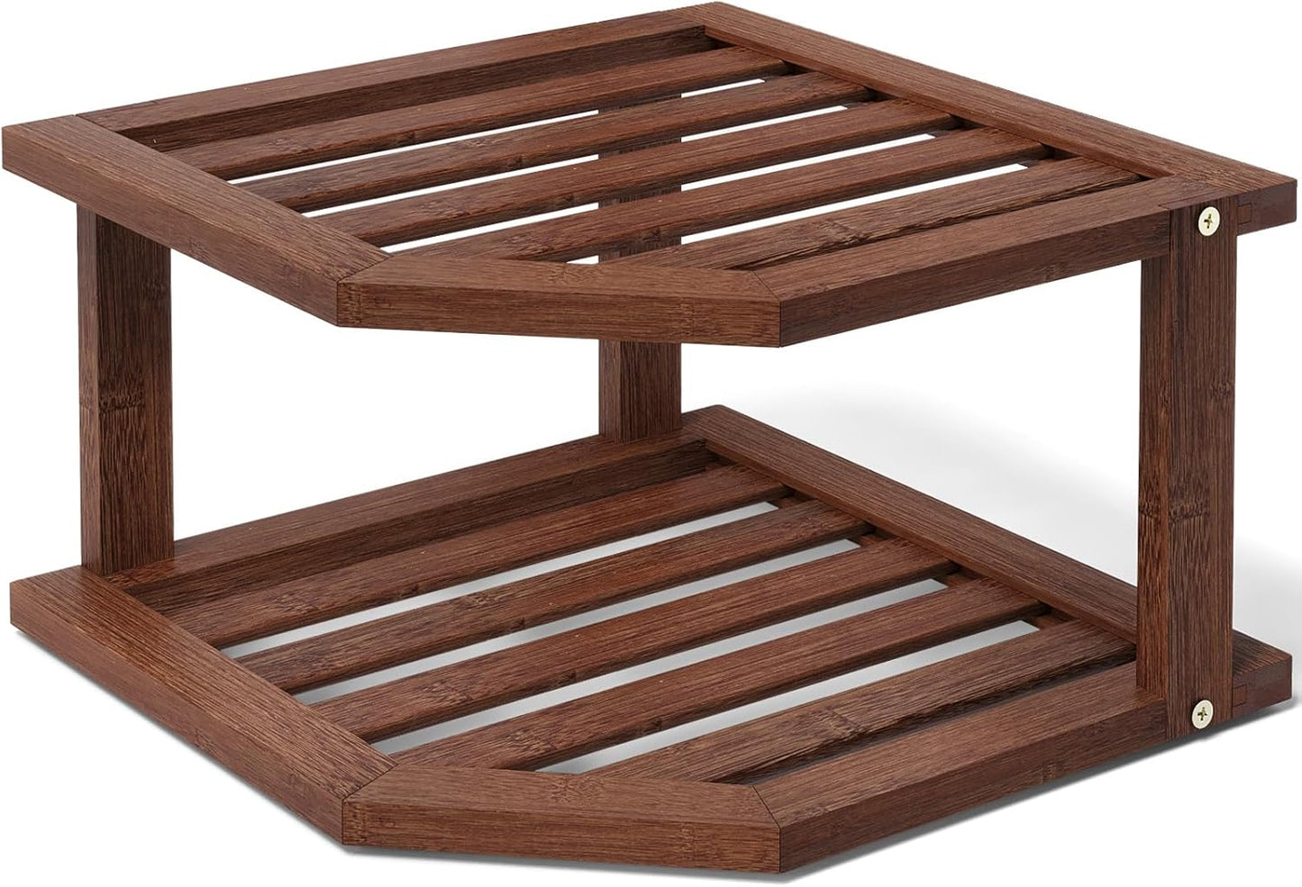 Shelf,2 Countertop,Pantry VERTORGAN Bamboo Corner Tier Plate Organizer for Cabinet and Dish and Spice Rack