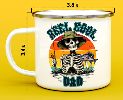 Reel Cool Dad Fishing Campfire Mug, Father's Day Gifts, Camping Cup for Men (16oz)