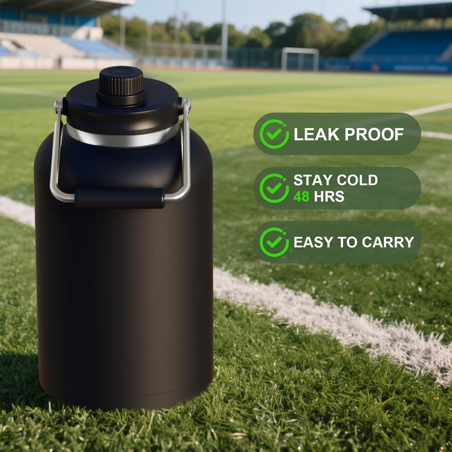 128 oz 48 Zenbo One Gallon Jug with Straw, Double Wall Vacuum Insulated Sports Water Bottle, Keeps Cold up to Hours